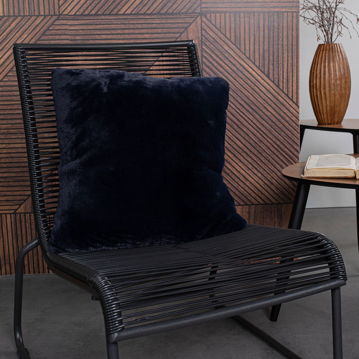 Today Coussin 45/45 fausse fourrure WINTER SPIRIT Navy Badi Modrá