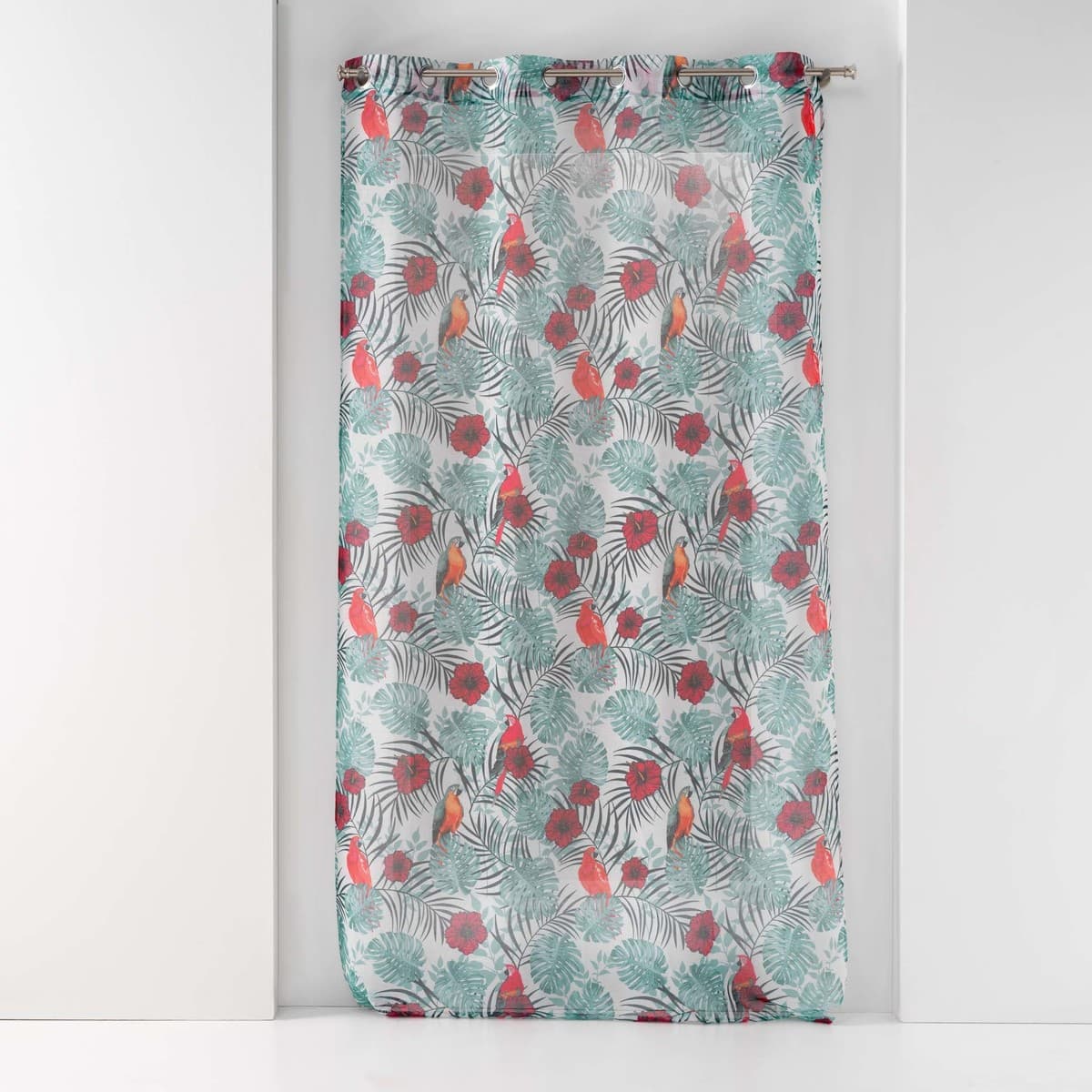 Douceur d intérieur PANNEAU A OEILLETS 140 x 240 CM VOILE SABLE IMPRIME CARACAS BLAN ruznobarevne