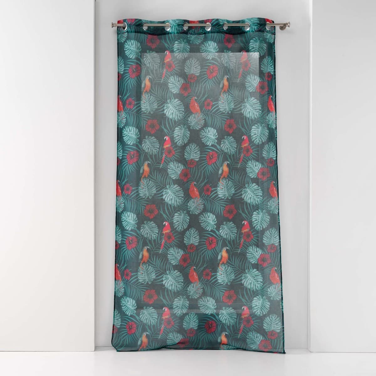 Douceur d intérieur PANNEAU A OEILLETS 140 x 240 CM VOILE SABLE IMPRIME CARACAS BLEU Modrá