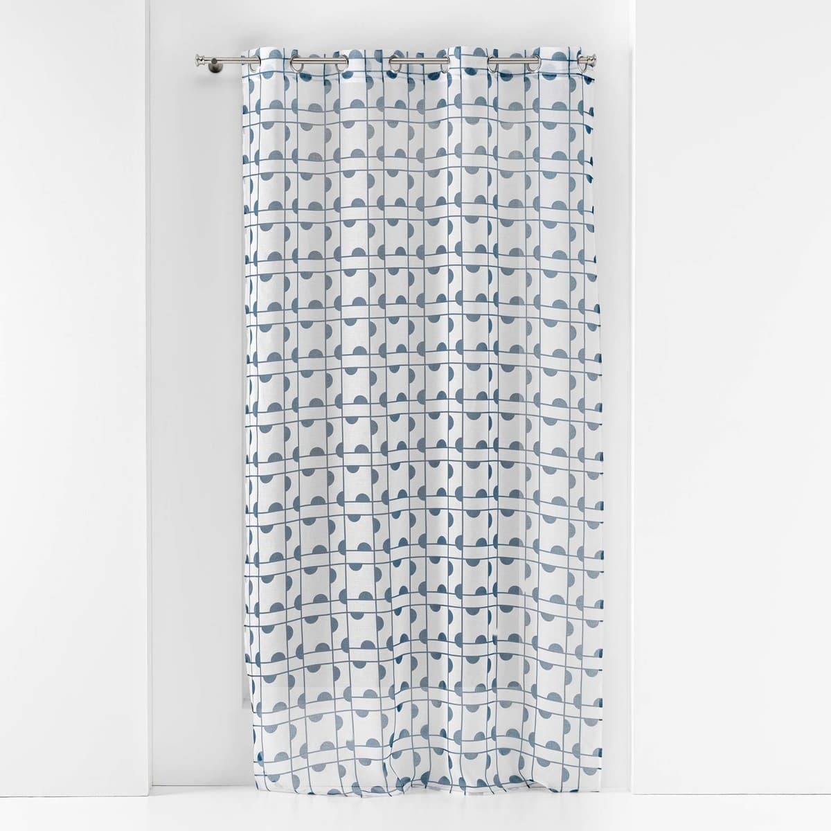 Douceur d intérieur PANNEAU A OEILLETS 140 x 240 CM VOILE SABLE IMPRIME GABI BLEU Modrá