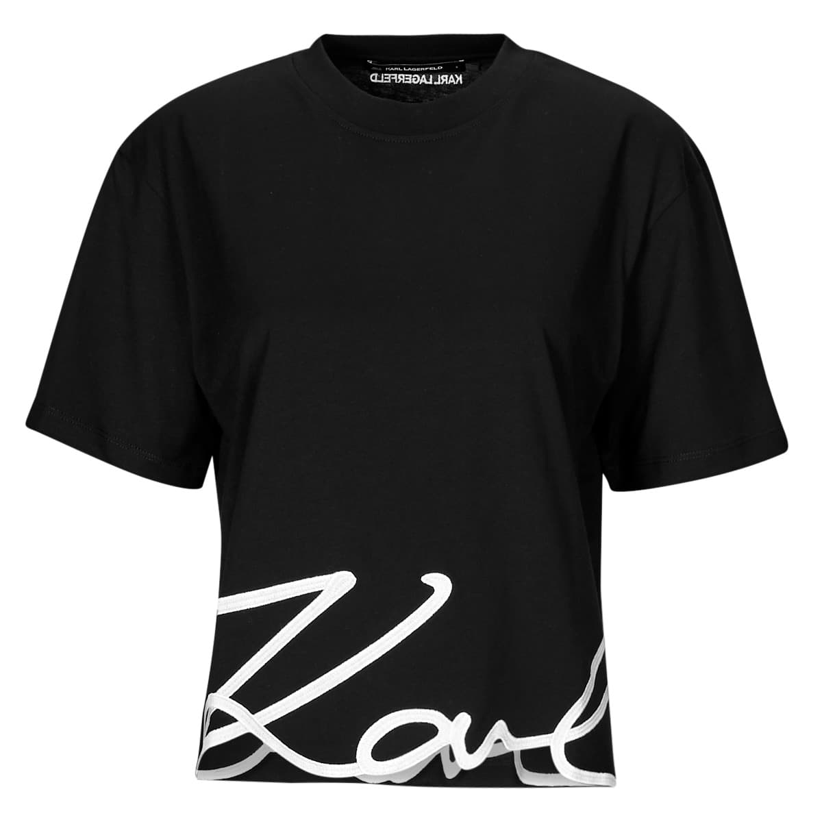 Karl Lagerfeld KARL SIGNATURE HEM T-SHIRT Černá