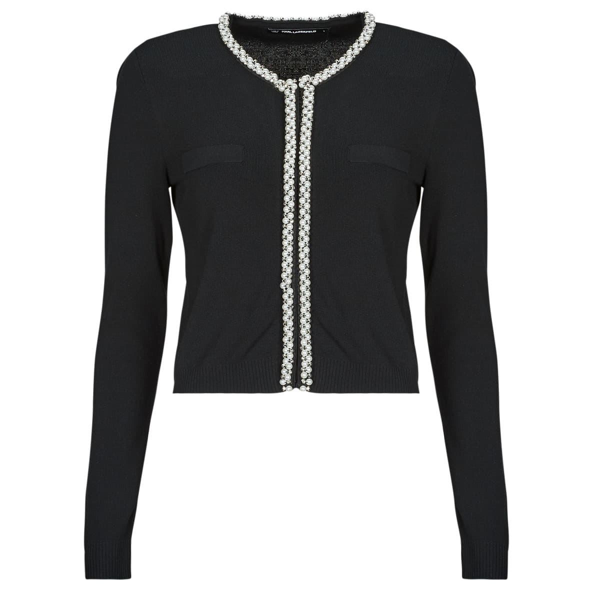 Karl Lagerfeld CLASSIC PEARL KNIT CARDIGAN Černá