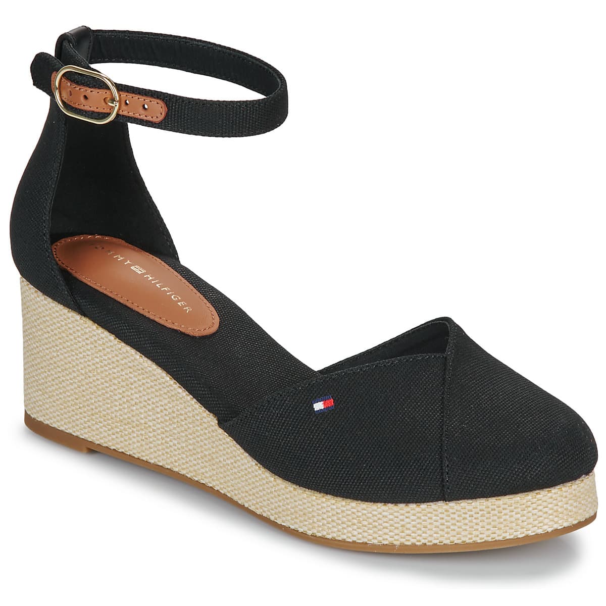 Tommy Hilfiger FLAG CLOSED TOE MID WEDGE ESPAD Černá