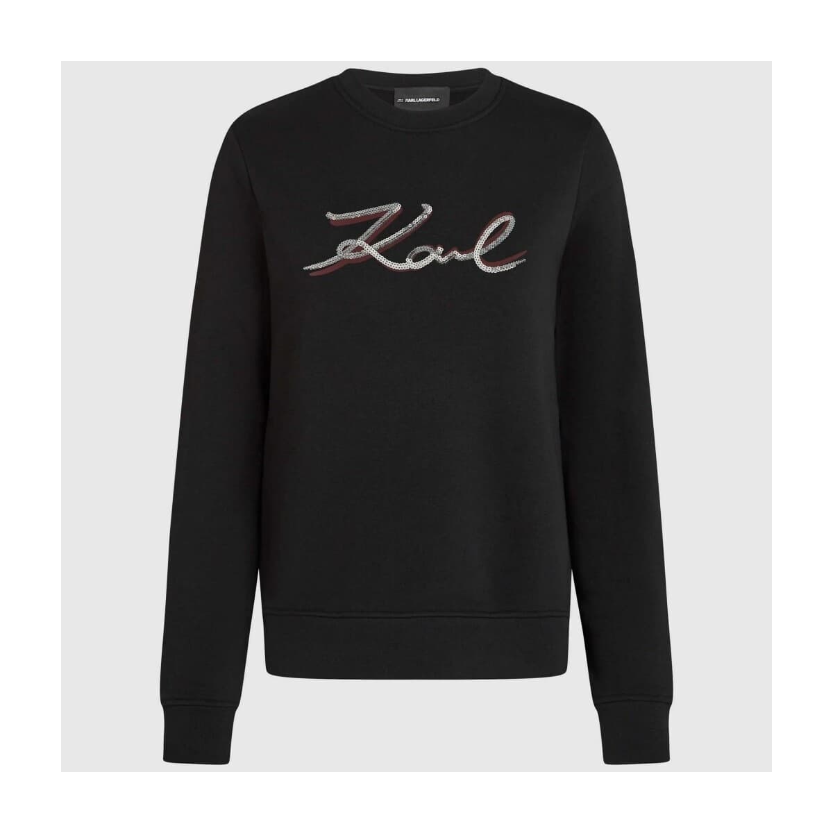 Karl Lagerfeld SIGNATURE SEQUINS SWEATSHI Černá