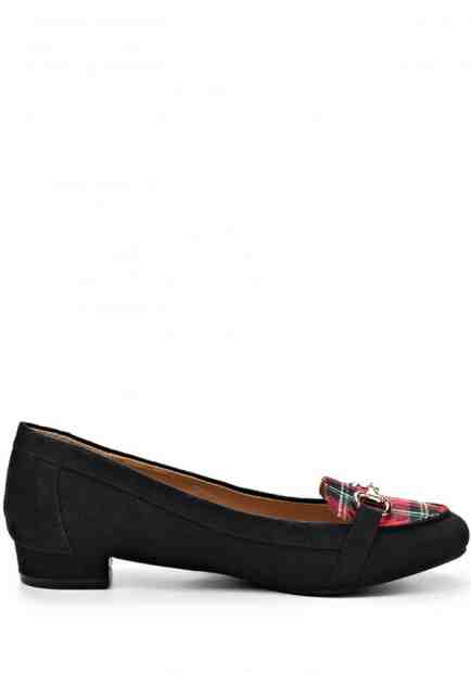 Černé dámské mokasíny Timeless vzor tartan Velikost: 36