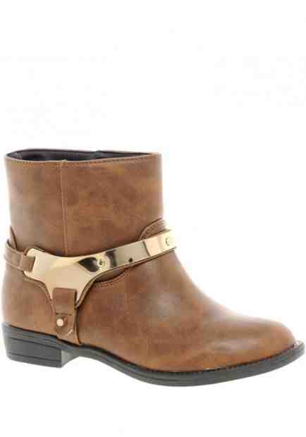 Kožené kotníkové boty Timeless se zlatou přezkou hnědé Velikost: 37