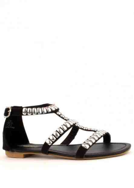 Park Lane Shoes Černé kožené sandály Park Lane se stříbrnými cvočky Velikost: 36