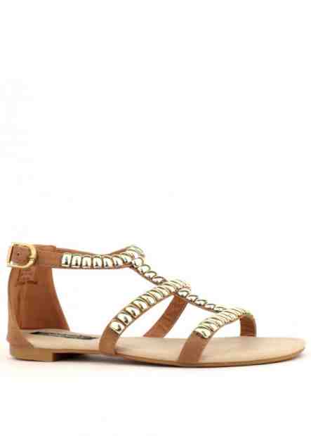 Park Lane Shoes Béžové kožené sandály Park Lane se zlatými cvoky Velikost: 36