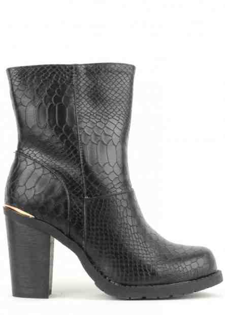 Černé nízké kozačky na podpatku hadí kůže Claudia Ghizzani Velikost: 36