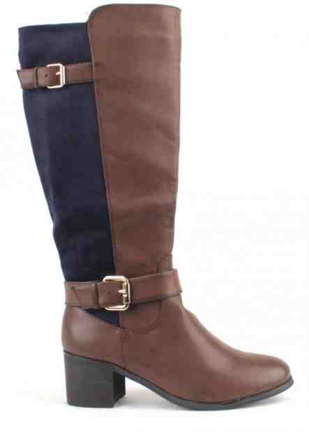 Hnědé kozačky s modrým pruhem D’Angela Velikost: 36