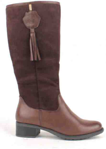 Hnědé semišové kozačky s emblémem D’Angela Velikost: 36