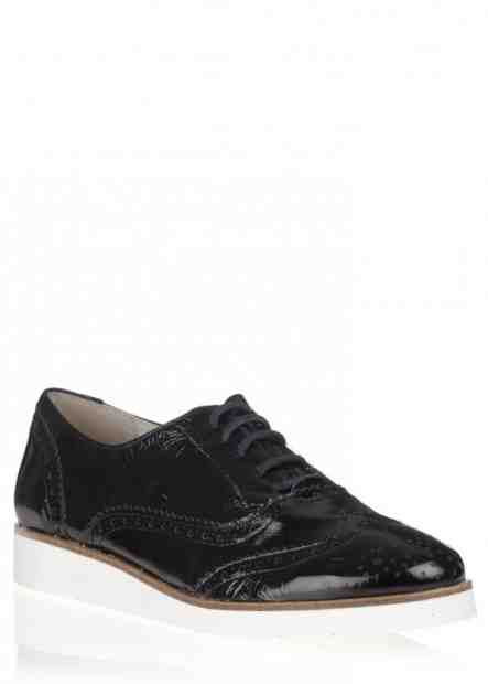 Maria Jaén Černé kožené boty na bílé podrážce María Jaén Velikost: 38