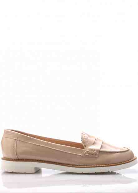 Béžové kožené mokasíny s bílou podrážkou Maria Jaén Velikost: 36