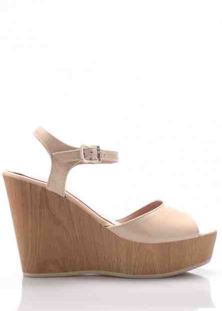Béžové kožené sandály na klínku Maria Jaén Velikost: 37