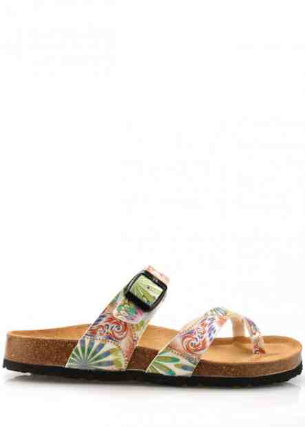 Zdravotní bílé kožené květované pantofle EMMA Shoes Velikost: 36