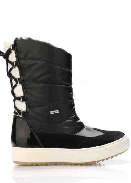 Černé italské lesklé sněhule s bílou podrážkou M&amp;G Velikost: 36