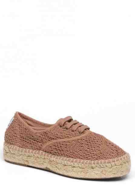 Hnědé ekologické tenisky na vyšší espadrilové podrážce Natural World Velikost: 36