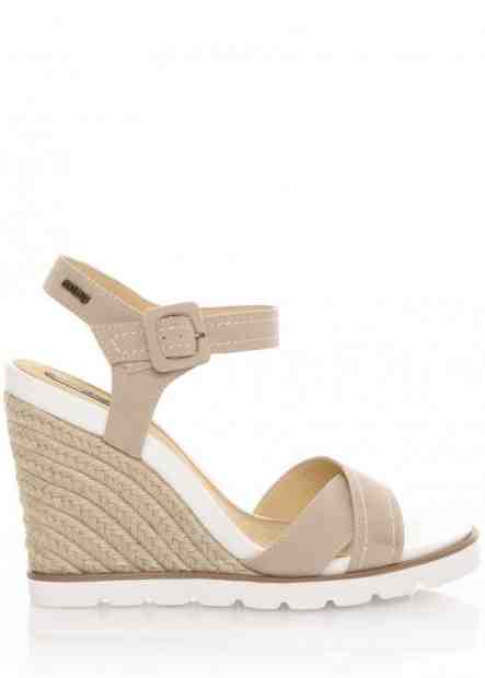 Béžové sandály na espadrilovém klínku MTNG Velikost: 36