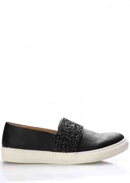 Černé italské nazouvací boty s flitry Trendy too Velikost: 36