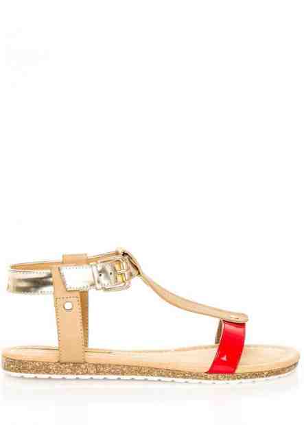 Červeno-zlaté korkové letní sandálky MARIA MARE Velikost: 36