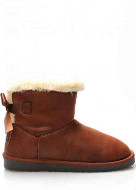 Break &amp; Walk Hnědé nízké lesklé válenky s mašličkou Break&amp;Walk Velikost: 36