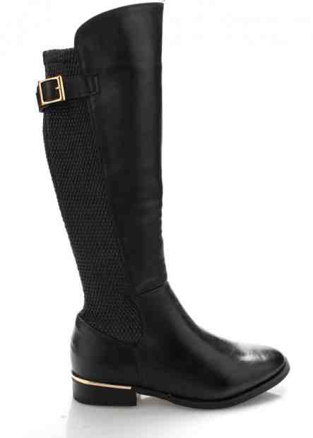 Černé elastické kozačky se zlatým podpatkem Claudia Ghizzani Velikost: 36