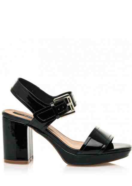 Černé lesklé sandály na širším podpatku MTNG Velikost: 37