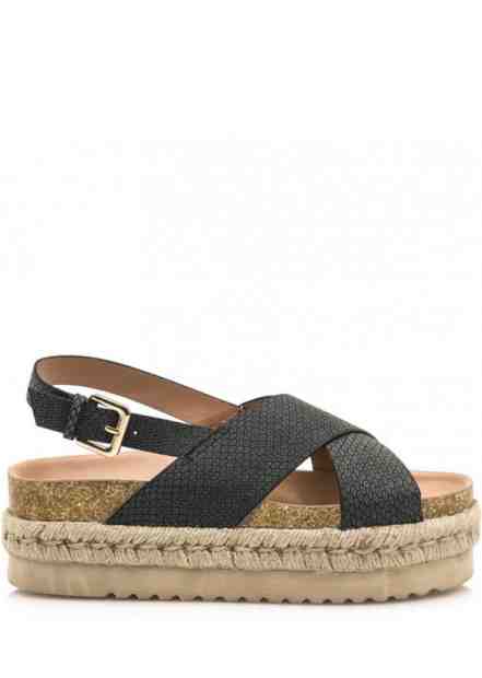 Černé sandály na espadrilové platformě MTNG Velikost: 36