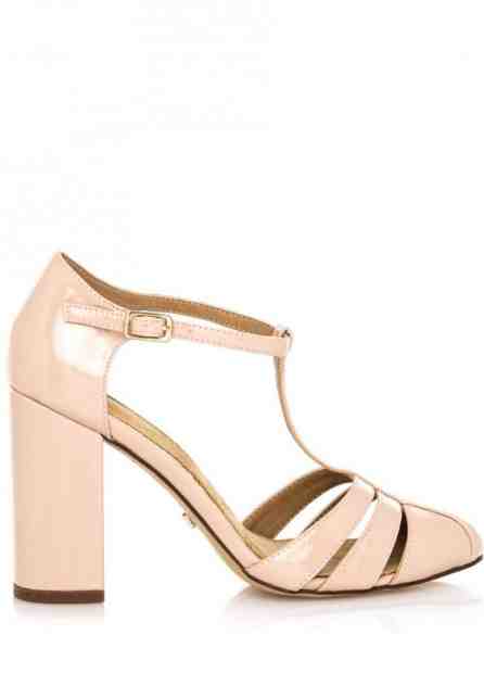 Béžové sandály na vyšším širokém podpatku Maria Mare Velikost: 36