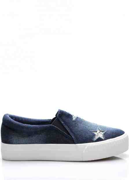 Tmavě modré jeansové nazouvací tenisky Claudia Ghizzani Velikost: 36