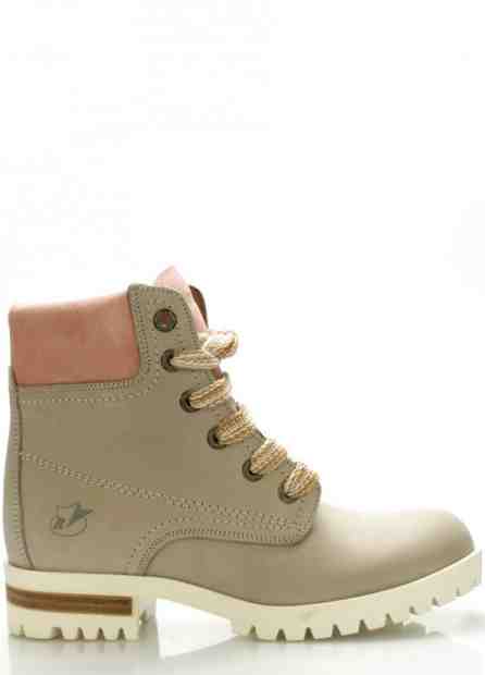 Šedé boty farmářky z pravé kůže s růžovým lemem Roobins Velikost: 36