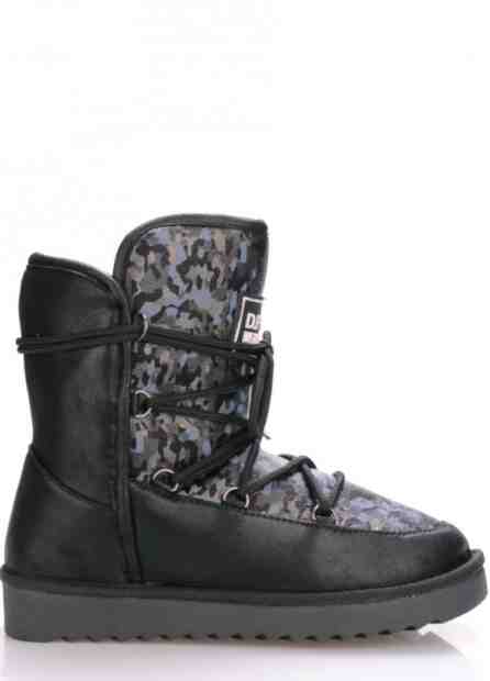 DFranklin Černé válenky s kožíškem a vzorem D.Franklin Velikost: 36