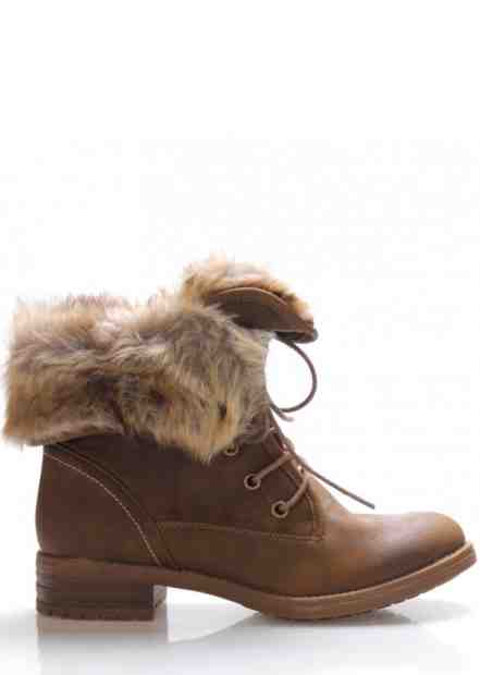 Hnědé ohrnovací boty s kožešinou Monshoe Velikost: 37