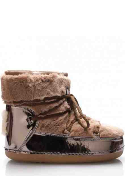 Break &amp; Walk Hnědé metalické nízké válenky s kožešinou Break&amp;Walk Velikost: 35-36-37