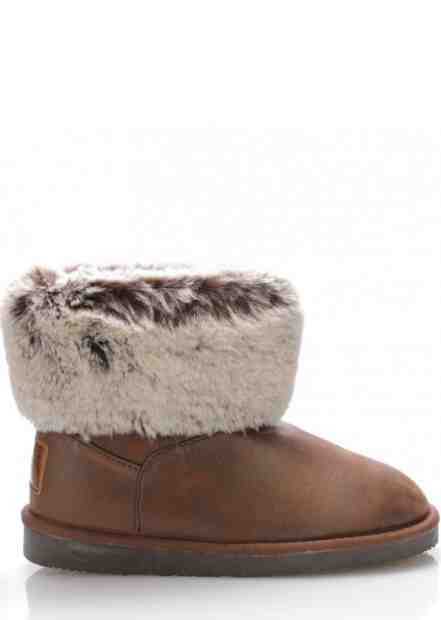 Break &amp; Walk Hnědé nízké válenky s šedou kožešinou Break&amp;Walk Velikost: 36