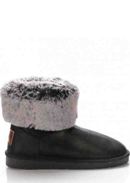 Break &amp; Walk Černé nízké válenky s šedou kožešinou Break&amp;Walk Velikost: 36