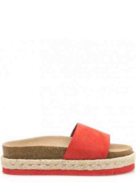 Červené pantofle s espadrilovou podrážkou MTNG Velikost: 36