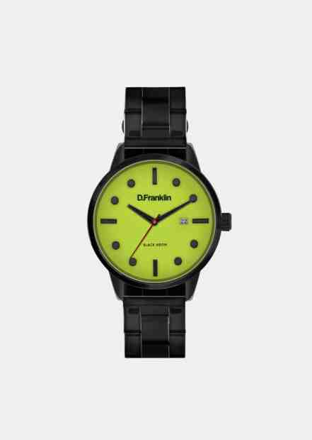 DFranklin Černé hodinky s neonovým ciferníkem D.Franklin