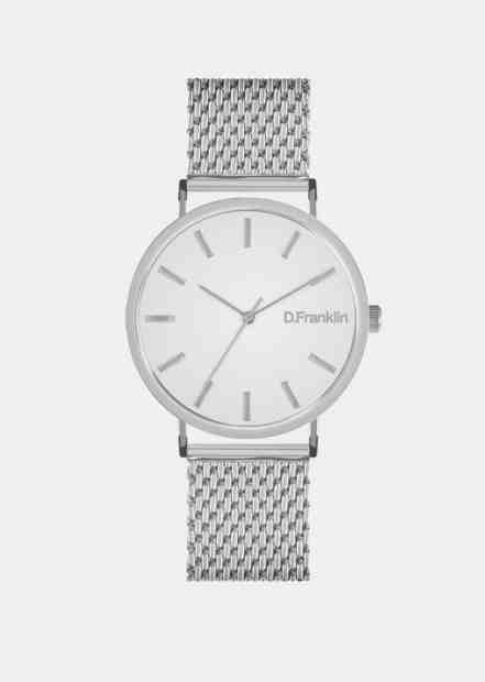 DFranklin Stříbrné hodinky s bílým ciferníkem D.Franklin