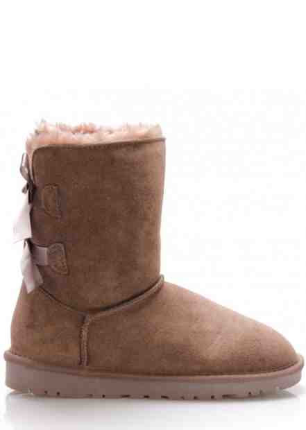 Karamelově hnědé kožené válenky s mašličkami 24hore Velikost: 36