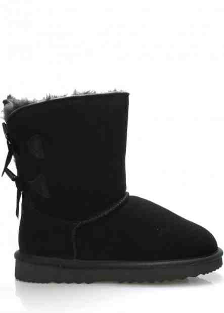 Černé kožené válenky s mašličkami 24hore Velikost: 36