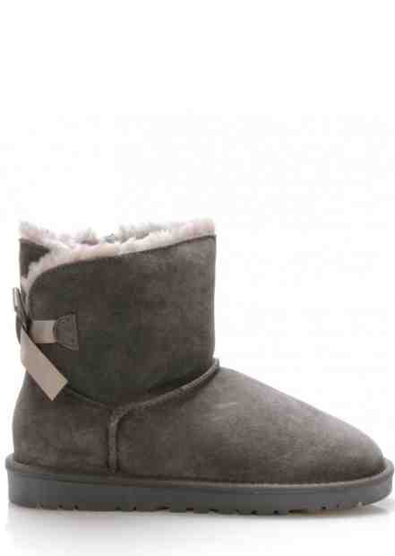 Šedé nízké kožené válenky s mašličkou 24hore Velikost: 36