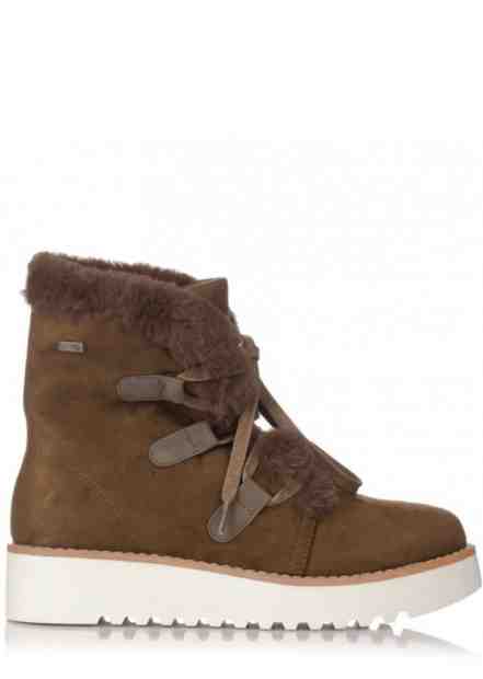 Khaki zimní boty na nízkém klínku MTNG Velikost: 36