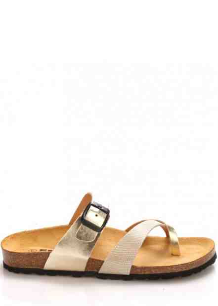 Zlaté kožené zdravotní pantofle EMMA Shoes Velikost: 36