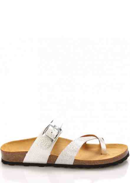 Stříbrno-bílé kožené zdravotní pantofle EMMA Shoes Velikost: 36