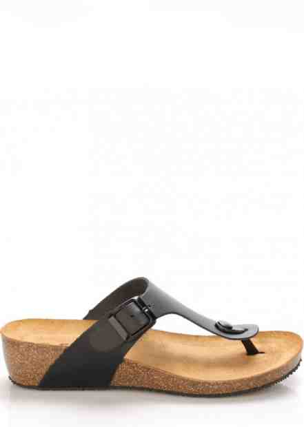 Černé kožené zdravotní pantofle na klínku EMMA Shoes Velikost: 36