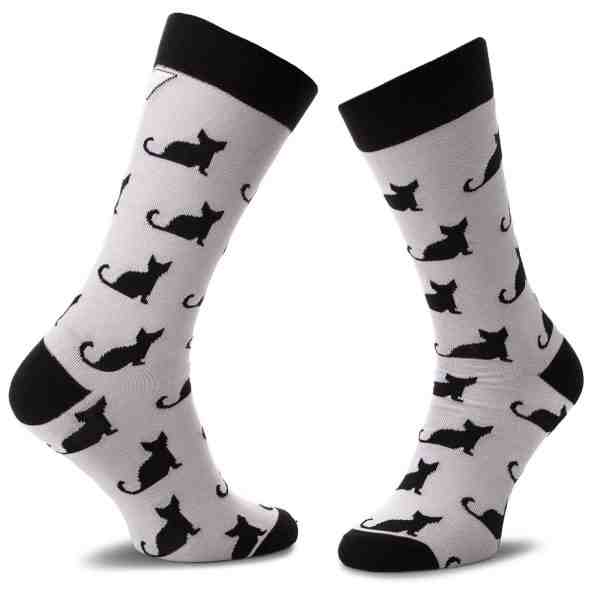 Cup of Sox Jasno Szare Skarpety W Czarne Koty B