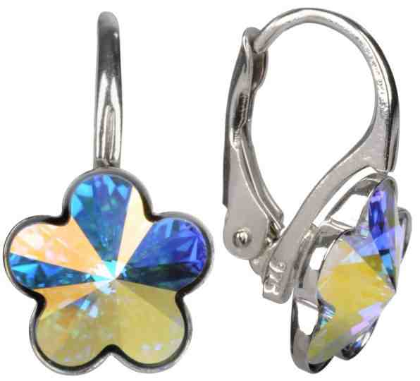 Troli Dívčí stříbrné náušnice Flower Crystal AB + 2 měsíce na vrácení zboží