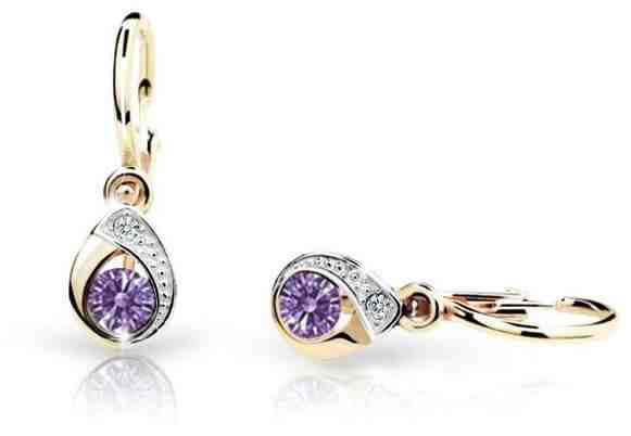 Cutie Jewellery Dětské náušnice ze žlutého zlata C1898-10-X-1 fialová + 2 měsíce na vrácení zboží