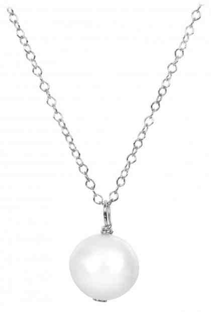 JwL Luxury Pearls Pravá perla bílé barvy na stříbrném řetízku JL0087 (řetízek, přívěsek) + 2 měsíce na vrácení zboží